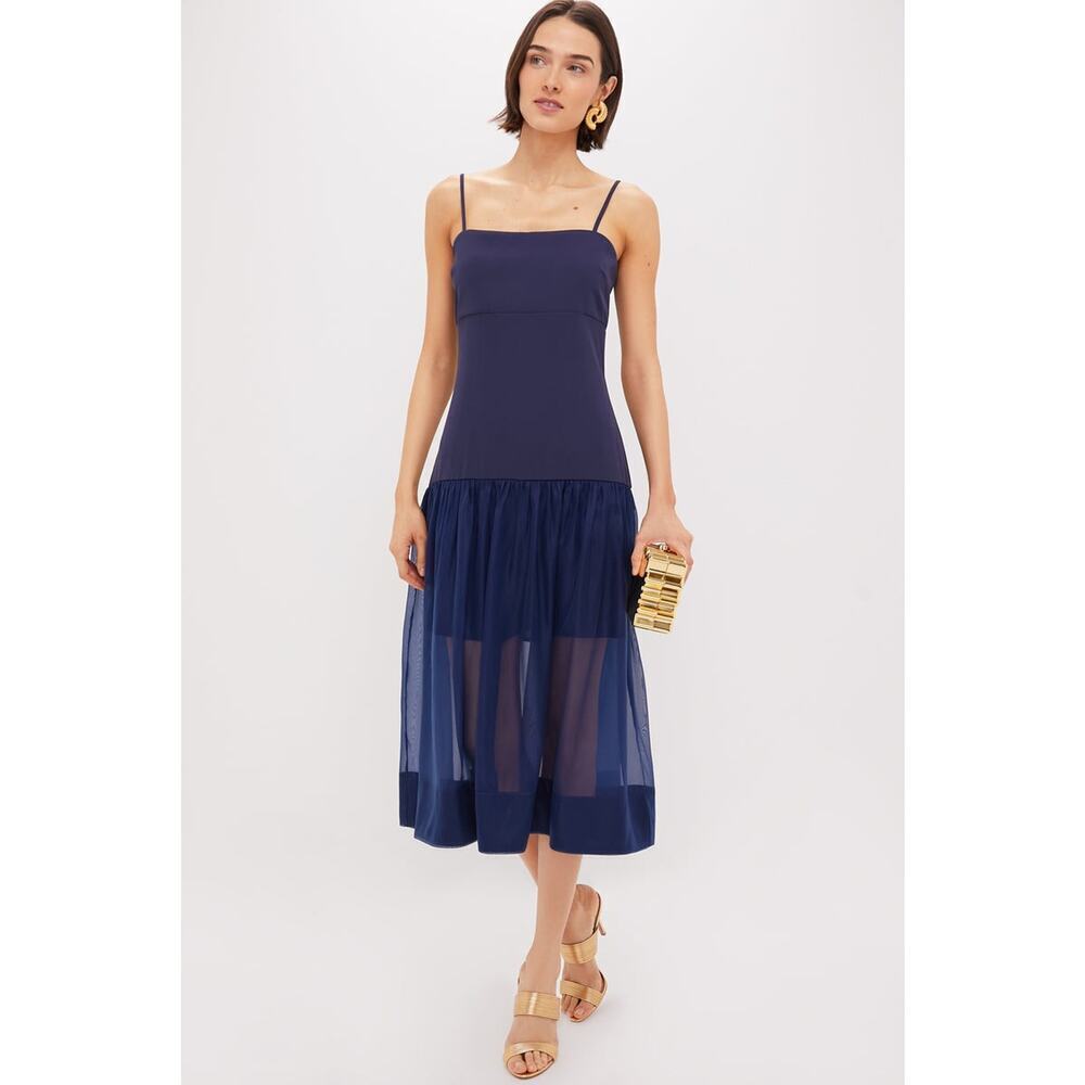 HYACINTH HOUSE Navy Drop Waist Dawson Midi Dress Size XXS NWT